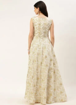 White Nylon Jacquard Festive Wear -Sari Grace Shop White Nylon Jacquard DRBS02301036 b