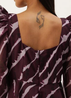 Wine Digital Printed Organza Dress Party Wear -Sari Grace Shop Wine Digital Printed Organza Dress DRBS02303827 rrc2