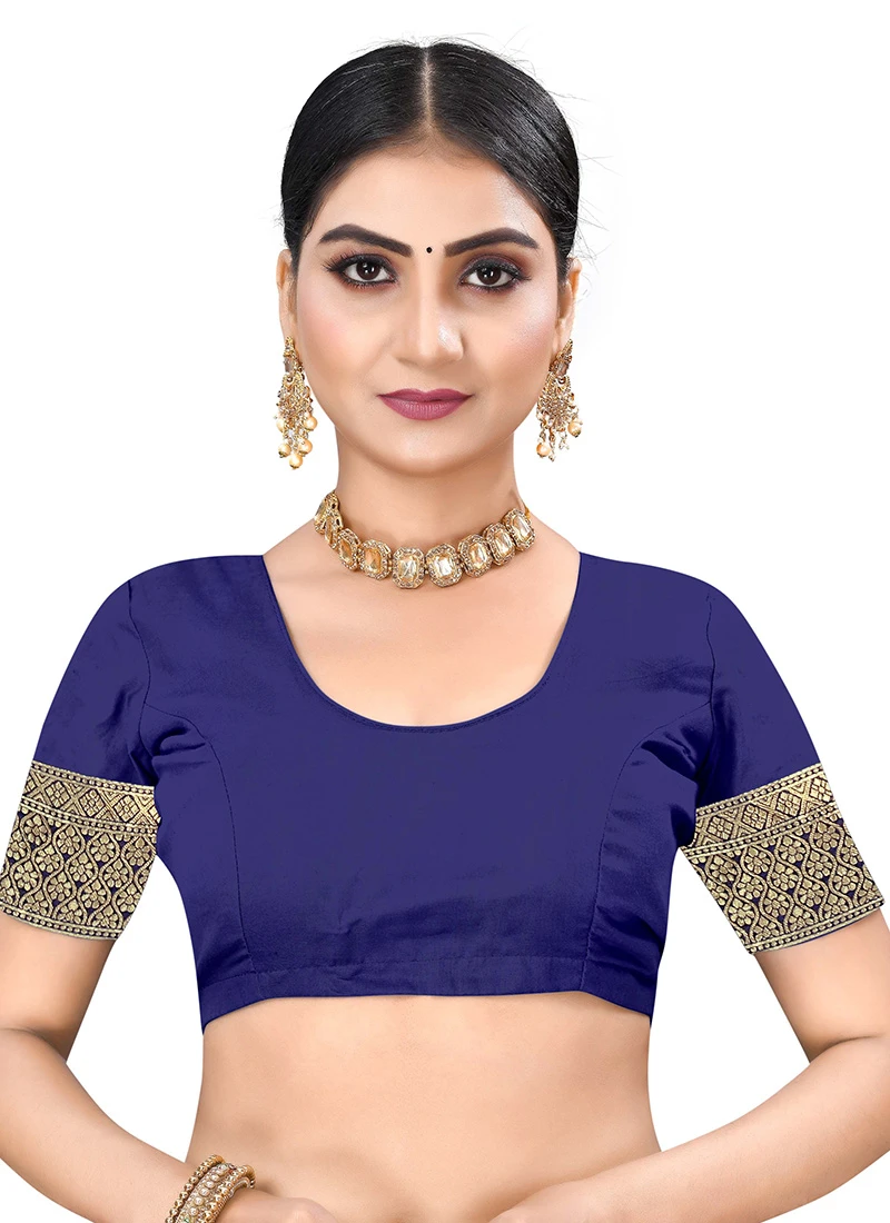 Woven Work Navy Blue Color Banarasi Silk Saree Festive Wear 6 Woven Work Navy Blue Color Banarasi Silk Saree Festive Wear - Image 4