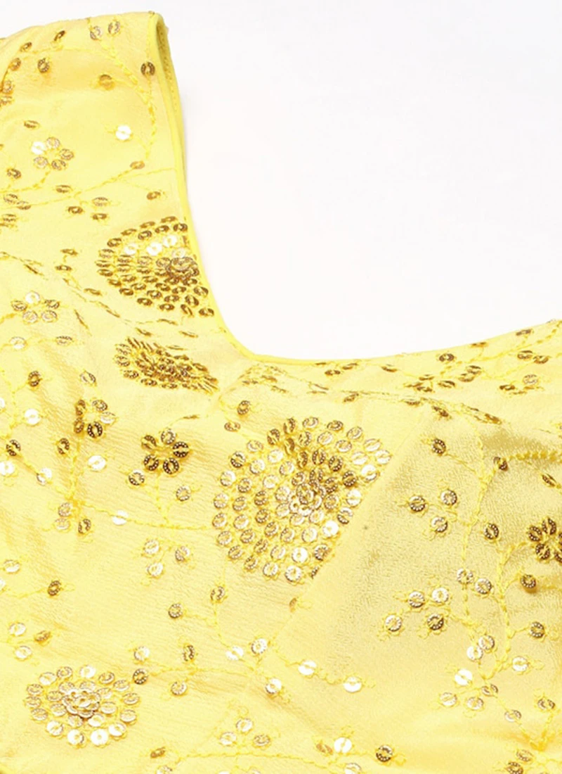 Yellow Chinon Embroidered Blouse Festive Wear 7 Yellow Chinon Embroidered Blouse Festive Wear - Image 5