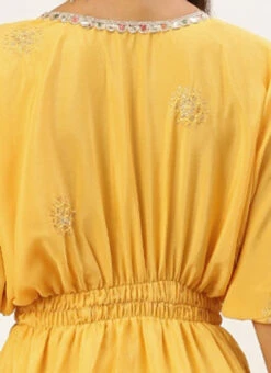 Yellow Chinon Kaftan Dress Festive Wear 15 Yellow Chinon Kaftan Dress Festive Wear -Sari Grace Shop Yellow Chinon Kaftan Dress DRBS02204754 rrc2