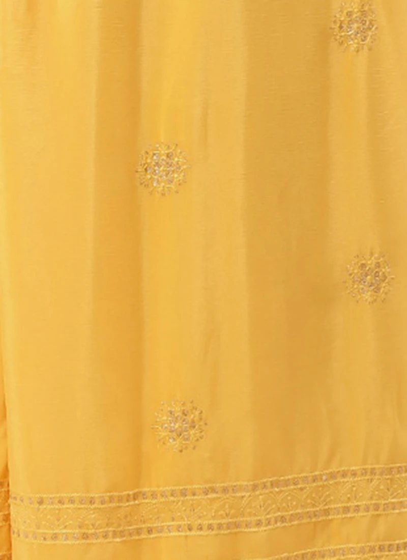 Yellow Chinon Kaftan Dress Festive Wear 10 Yellow Chinon Kaftan Dress Festive Wear - Image 8