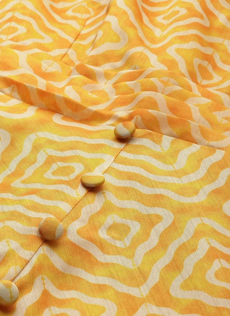 Yellow Digital Print High N Low Style Dress After Six Wear 7 Yellow Digital Print High N Low Style Dress After Six Wear - Image 5