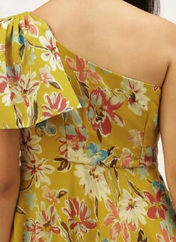 Yellow Digital Printed Dress After Six Wear -Sari Grace Shop Yellow Digital Printed Dress DRBS02208547 rrc2