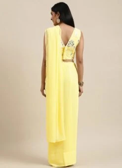 Yellow Embroidered Georgette Saree N Blouse Set Festive Wear Wedding Wear 11 Yellow Embroidered Georgette Saree N Blouse Set Festive Wear Wedding Wear -Sari Grace Shop Yellow Embroidered Georgette Saree N Blouse Set SABS02110021 b