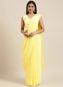 Yellow Embroidered Georgette Saree N Blouse Set Festive Wear Wedding Wear 10 Yellow Embroidered Georgette Saree N Blouse Set Festive Wear Wedding Wear -Sari Grace Shop Yellow Embroidered Georgette Saree N Blouse Set SABS02110021 u