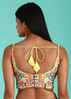 Yellow Embroidery Silk Blouse Party Wear 9 Yellow Embroidery Silk Blouse Party Wear -Sari Grace Shop Yellow Embroidery Silk Blouse BLSPFB164Y b