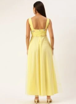 Yellow Georgette Embroidered Dress Party Wear -Sari Grace Shop Yellow Georgette Embroidered Dress DRBS02301673 b