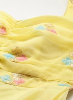 Yellow Georgette Embroidered Dress Party Wear -Sari Grace Shop Yellow Georgette Embroidered Dress DRBS02301673 rrc1