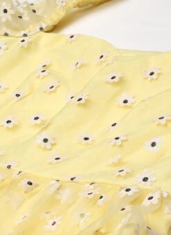 Yellow Glitter Foil Tiered Gathers Dress Party Wear 14 Yellow Glitter Foil Tiered Gathers Dress Party Wear -Sari Grace Shop Yellow Glitter Foil Tiered Gathers Dress DRBS02209691 rrc1