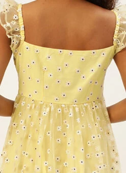 Yellow Glitter Foil Tiered Gathers Dress Party Wear 15 Yellow Glitter Foil Tiered Gathers Dress Party Wear -Sari Grace Shop Yellow Glitter Foil Tiered Gathers Dress DRBS02209691 rrc2