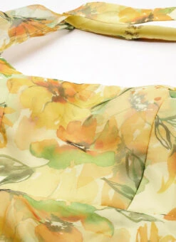 Yellow Organza Mini Dress Party Wear 14 Yellow Organza Mini Dress Party Wear -Sari Grace Shop Yellow Organza Mini Dress DRBS02209616 rrc1