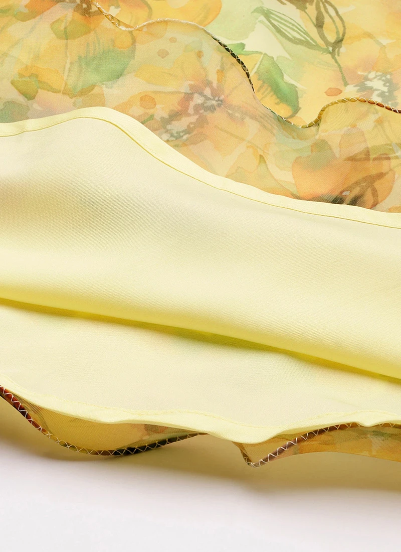 Yellow Organza Mini Dress Party Wear 9 Yellow Organza Mini Dress Party Wear - Image 7