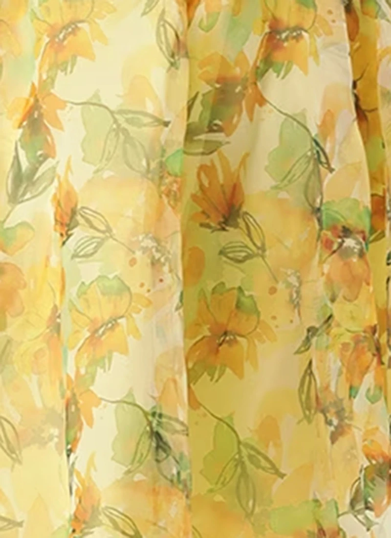 Yellow Organza Mini Dress Party Wear 10 Yellow Organza Mini Dress Party Wear - Image 8