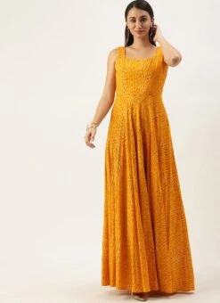 Yellow Printed Strap Neck Dress After Six Wear 12 Yellow Printed Strap Neck Dress After Six Wear -Sari Grace Shop Yellow Printed Strap Neck Dress DRBS02109710 u