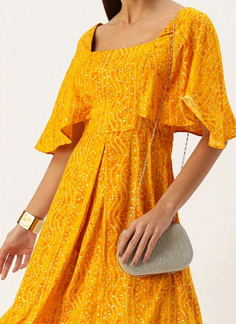 Yellow Printed Viscose Dress After Six Wear 3 Yellow Printed Viscose Dress After Six Wear