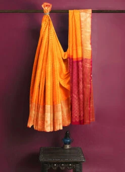 Yellow Pure Silk Zari Work Saree Festive Wear