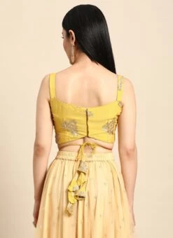 Yellow Sequins Embroidered Chinon Blouse Festive Wear -Sari Grace Shop Yellow Sequins Embroidered Chinon Blouse BLBS02301971 b