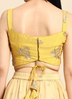 Yellow Sequins Embroidered Chinon Blouse Festive Wear -Sari Grace Shop Yellow Sequins Embroidered Chinon Blouse BLBS02301971 rrc2