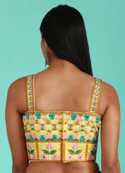 Yellow Silk Embroidered Work Blouse Party Wear 9 Yellow Silk Embroidered Work Blouse Party Wear -Sari Grace Shop Yellow Silk Embroidered Work Blouse BLSPFB133Y b