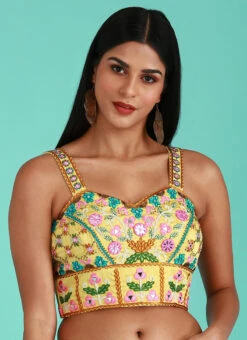 Yellow Silk Embroidered Work Blouse Party Wear 8 Yellow Silk Embroidered Work Blouse Party Wear -Sari Grace Shop Yellow Silk Embroidered Work Blouse BLSPFB133Y u