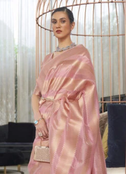 Baby Pink Organza Zari Work Saree Festive Wear 9 Baby Pink Organza Zari Work Saree Festive Wear -Sari Grace Shop baby pink organza zari work saree samkns1071242005 b