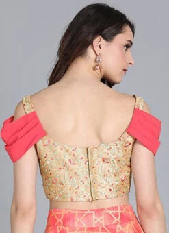 Beige Embroidered Blouse With Cowl Style Sleeve Wedding Wear 9 Beige Embroidered Blouse With Cowl Style Sleeve Wedding Wear -Sari Grace Shop beige embroidered blouse with cowl style sleeve BLBS02305259 b