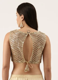 Beige Raw Silk Sequins Work Blouse Party Wear 9 Beige Raw Silk Sequins Work Blouse Party Wear -Sari Grace Shop beige raw silk sequins work blouse blspfb148 b