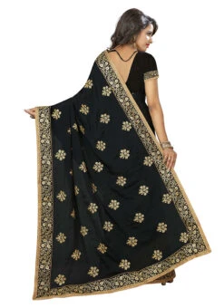 Black Georgette Saree Party Wear 9 Black Georgette Saree Party Wear -Sari Grace Shop black chiffon saree sasnf807 b