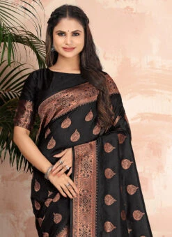 Black Color Jacquard Woven Work Banarasi Silk Saree Festive Wear 9 Black Color Jacquard Woven Work Banarasi Silk Saree Festive Wear -Sari Grace Shop black color jacquard woven work banarasi silk saree sasli19906407 b