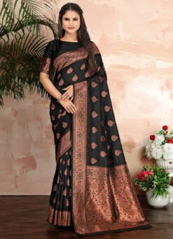 Black Color Jacquard Woven Work Banarasi Silk Saree Festive Wear 8 Black Color Jacquard Woven Work Banarasi Silk Saree Festive Wear -Sari Grace Shop black color jacquard woven work banarasi silk saree sasli19906407 u