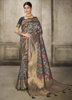 Black Color Woven Jacquard Banarasi Silk Saree Party Wear 8 Black Color Woven Jacquard Banarasi Silk Saree Party Wear -Sari Grace Shop black color woven jacquard banarasi silk saree sasacw3259 u