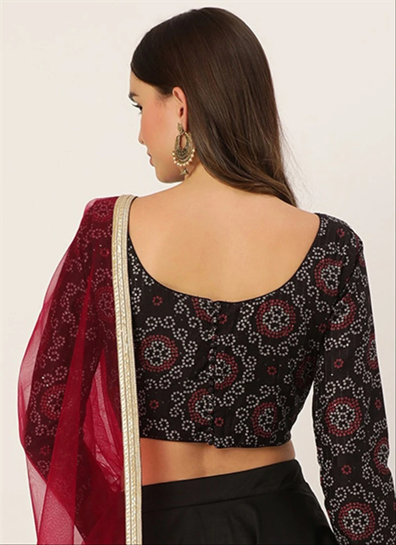 Black Digital Printed Blouse Festive Wear 6 Black Digital Printed Blouse Festive Wear - Image 4