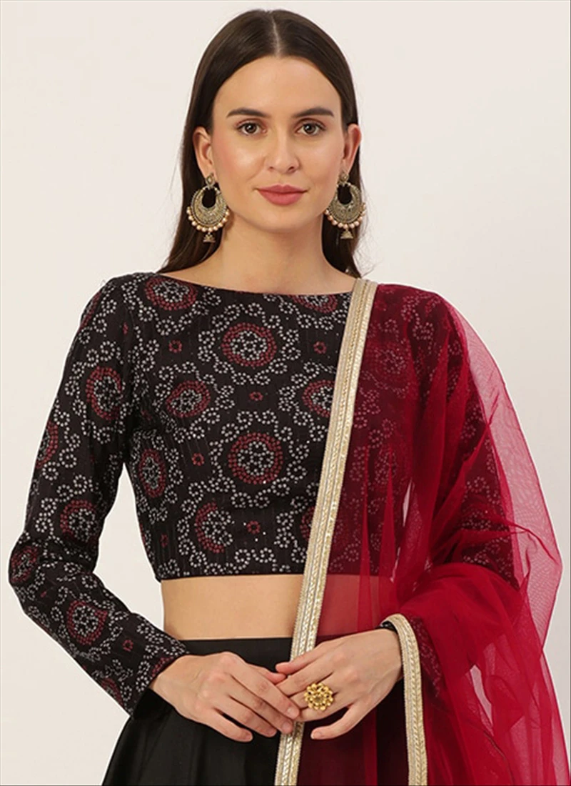 Black Digital Printed Blouse Festive Wear 5 Black Digital Printed Blouse Festive Wear - Image 3