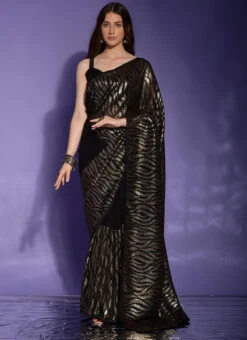 Black Faux Georgette Sequins Saree Party Wear 8 Black Faux Georgette Sequins Saree Party Wear -Sari Grace Shop black faux georgette sequins saree sasvp289 u