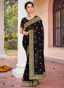 Black Georgette Zari Embroidery Work Saree Festive Wear 8 Black Georgette Zari Embroidery Work Saree Festive Wear -Sari Grace Shop black georgette zari embroidery work saree sasnf6481 u