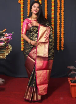 Black Kancheepuram Silk Zari Weaving Work Saree Festive Wear 8 Black Kancheepuram Silk Zari Weaving Work Saree Festive Wear -Sari Grace Shop black kancheepuram silk zari weaving work saree sasom880 u