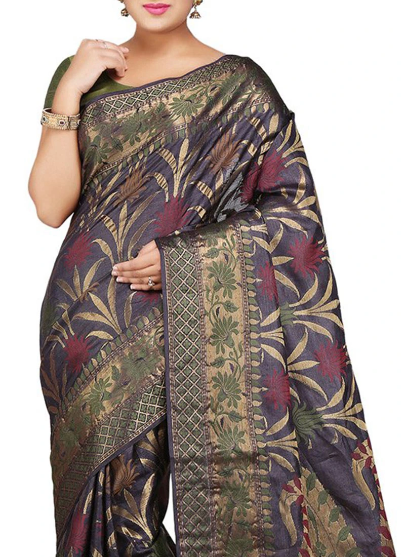 Black Pure Silk Saree Party Wear 6 Black Pure Silk Saree Party Wear - Image 4