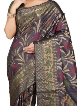 Black Pure Silk Saree Party Wear