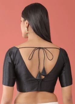 Black Silk Solid Stitched Readymade Blouse Party Wear -Sari Grace Shop black silk solid stitched readymade blouse blspfb229b b