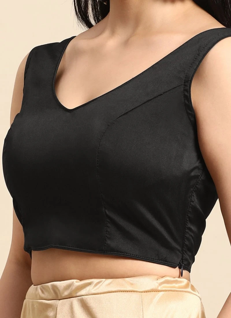 Black Taffeta Blouse Work Wear 3 Black Taffeta Blouse Work Wear