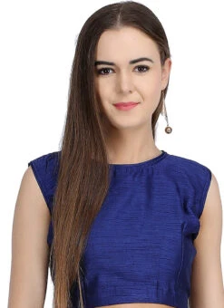 Blue Art Dupion Silk Plain Blouse Festive Wear 8 Blue Art Dupion Silk Plain Blouse Festive Wear -Sari Grace Shop blue art dupion silk plain blouse bldiw23 u