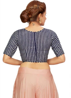 Blue Blended Cotton Blouse After Six Wear 9 Blue Blended Cotton Blouse After Six Wear -Sari Grace Shop blue blended cotton blouse blmff1832bl b