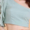 Blue Chinon One Shouldered Blouse Festive Wear 2 Blue Chinon One Shouldered Blouse Festive Wear -Sari Grace Shop blue chinon one shouldered blouse BLBS02309114 l