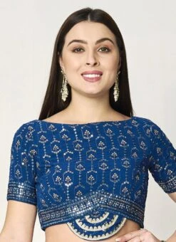 Blue Georgette Embroidered Boat Neck Blouse Wedding Wear 8 Blue Georgette Embroidered Boat Neck Blouse Wedding Wear -Sari Grace Shop blue georgette embroidered boat neck blouse BLBS02307594 u