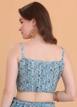 Blue N Cream Chinon Embroidered Blouse Festive Wear 9 Blue N Cream Chinon Embroidered Blouse Festive Wear -Sari Grace Shop blue n cream chinon embroidered blouse BLBS02309121 b