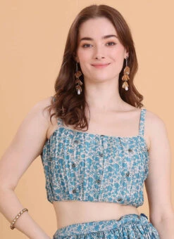 Blue N Cream Chinon Embroidered Blouse Festive Wear 8 Blue N Cream Chinon Embroidered Blouse Festive Wear -Sari Grace Shop blue n cream chinon embroidered blouse BLBS02309121 u