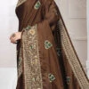 Brown Embroidered Saree Party Wear -Sari Grace Shop brown embroidered saree sasnf1687 l