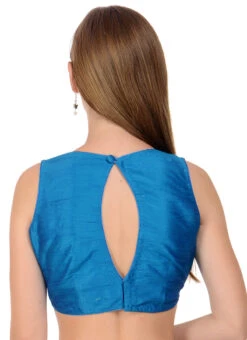 Cobalt Blue Art Dupion Silk Plain Blouse Festive Wear -Sari Grace Shop cobalt blue art dupion silk plain blouse bldiw1 b