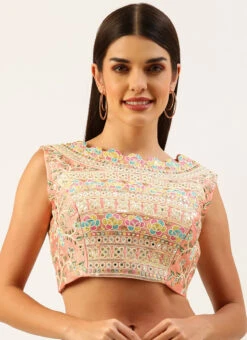 Coral Pink Silk Embroidery Blouse Party Wear 8 Coral Pink Silk Embroidery Blouse Party Wear -Sari Grace Shop coral pink silk embroidery blouse blspfb168c u